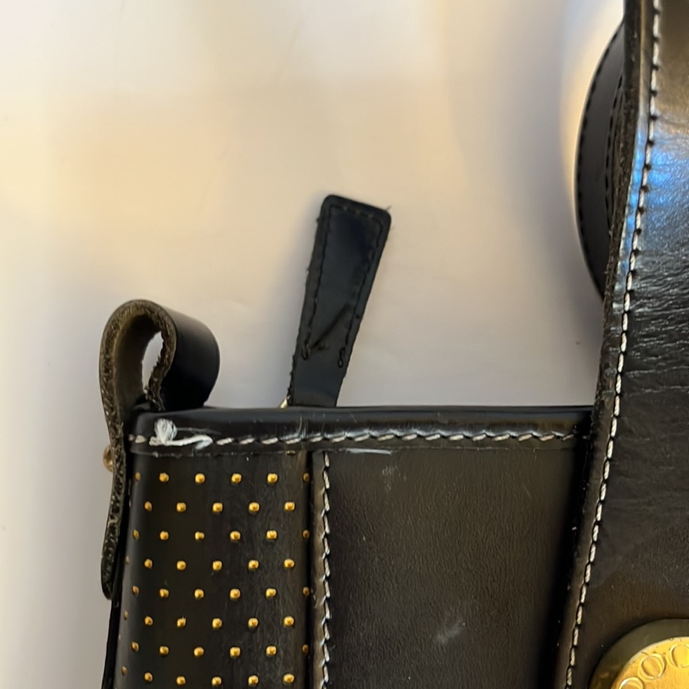 Dooney & Bourke Vintage Cabriolet Black Perforated Leather Top Zip Tote Bag - Picture 14 of 14